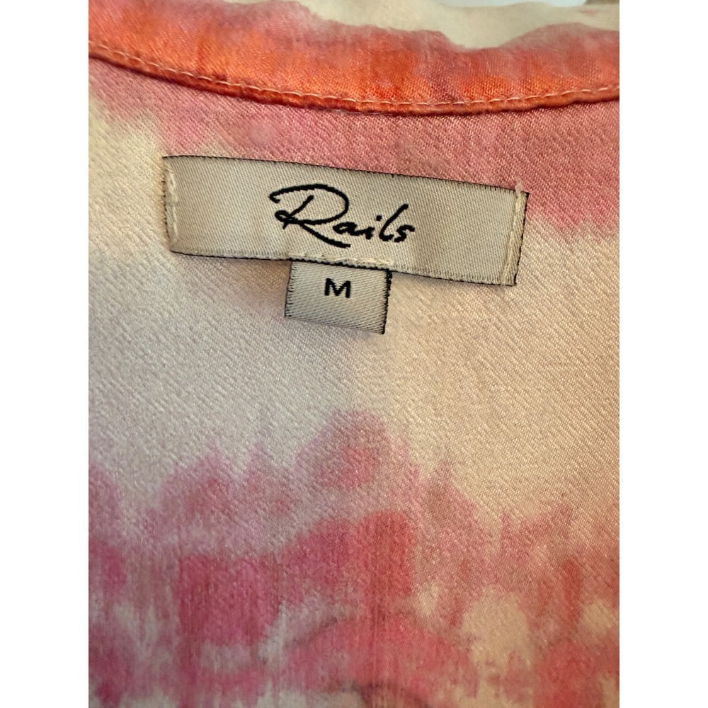 Rails Maui Coral Waves Shirt Womens Medium Pink Rayon Viscose Tie Dye Stripe - Picture 3 of 7